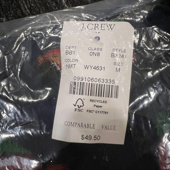 NWT J. Crew Men's Navy W/Christmas Tree & Truck Print Flannel Sleep Pant - Picture 6 of 11